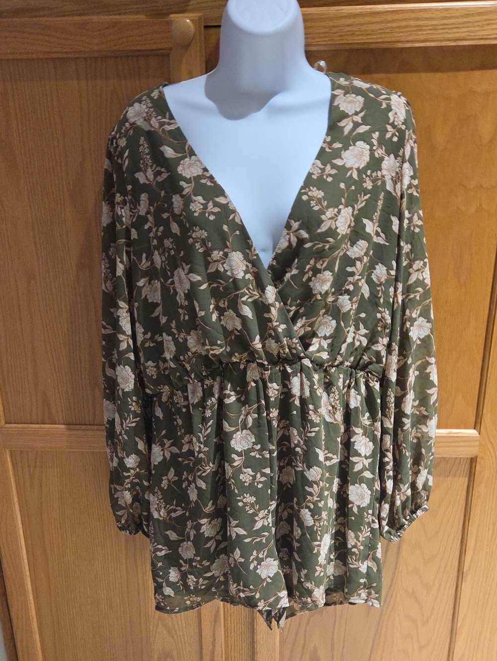 Inspired Hearts Olive Green Floral Peplum Skort